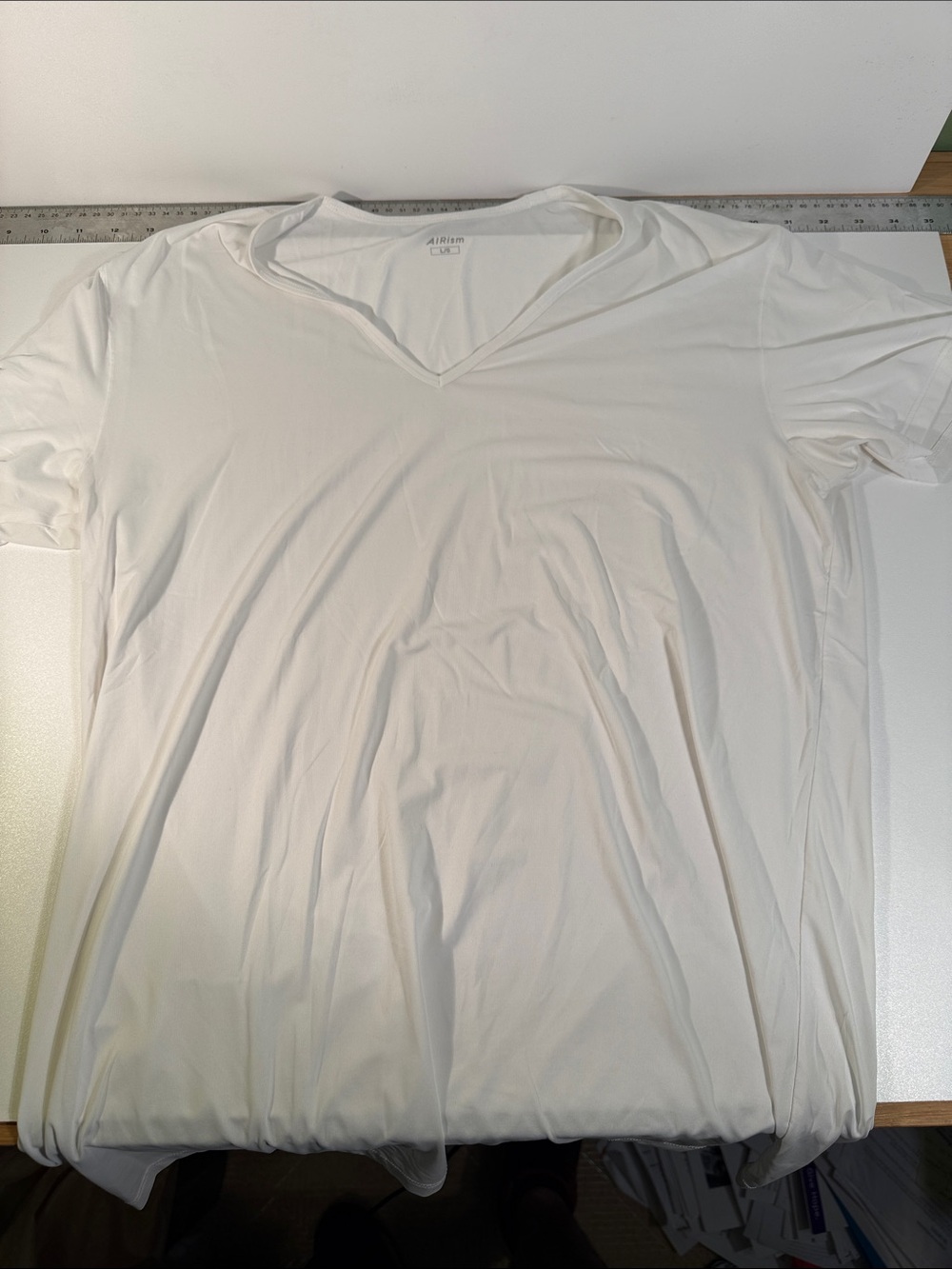 UniGLo, Airism, White V-Neck T-Shirt
